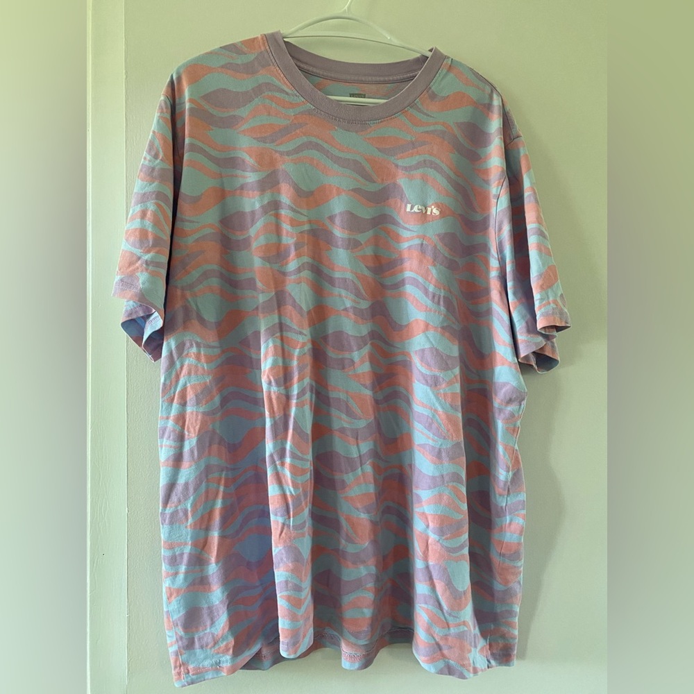 Levi's Men's Pink and Blue Wave Tee